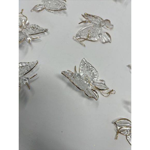 Beautiful Vintage Glass Christmas Tree Ornaments Butterfly Hearts Poinsettia - Picture 8 of 16